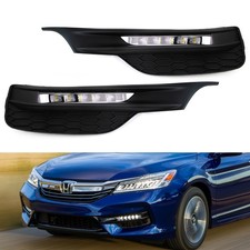 Oem Spec White Led Fog Light Kit W Bezel Wiring For 2016-17 Honda Accord Sedan