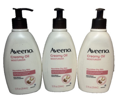 (3) Aveeno Creamy Oil Moisturizer For Dry Skin , 12 fl oz