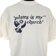 Pilates Is My Church T Shirt Mens Size Large White Sunday Service Made In USA