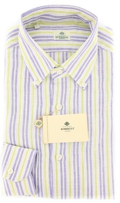 Borrelli Blau Gestreiftes Hemd - Extra Slim - 15.75/40 - (EV251RALPH)