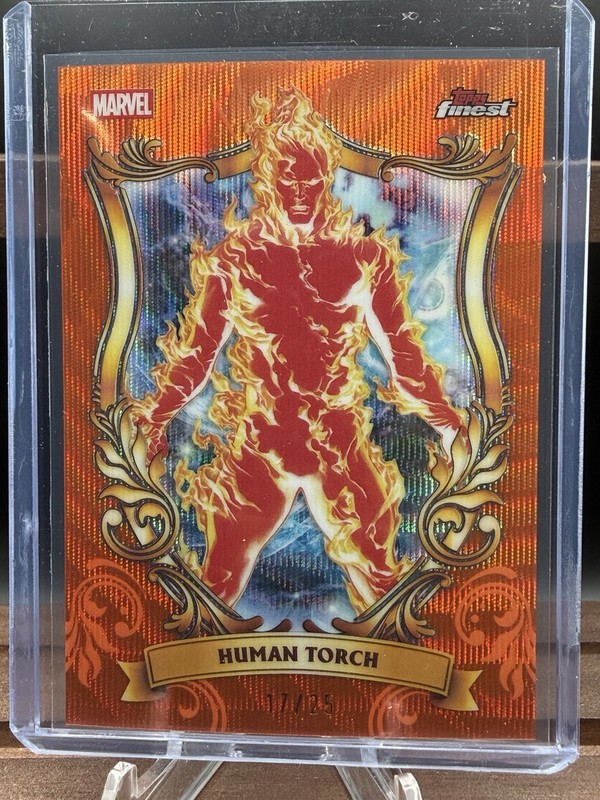 2026 Topps Finest Fantastic Four Astonishing Human Torch Orange REFRACTOR /25 SP