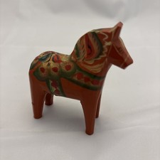 Vintage 3” Swedish Dala Horse by Nils Olsson, Wooden Folk Art Sweden