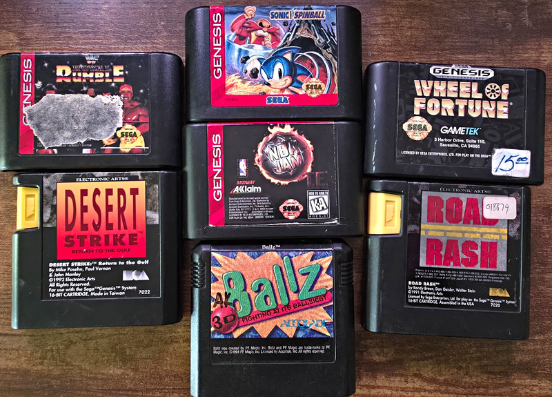 Sega Genesis Game Lot Sonic Spinball Desert Strike NBA Jam Road Rash +3