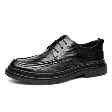 Men Sheepskin Leather Material Top Thick Sole Durable Comfortable Dress Shoes