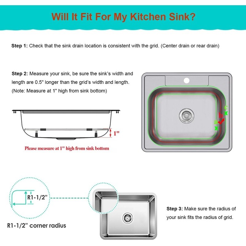 Stainless Steel Kitchen Sink Grid Protector Multifunctional Drain Rack Dishes US