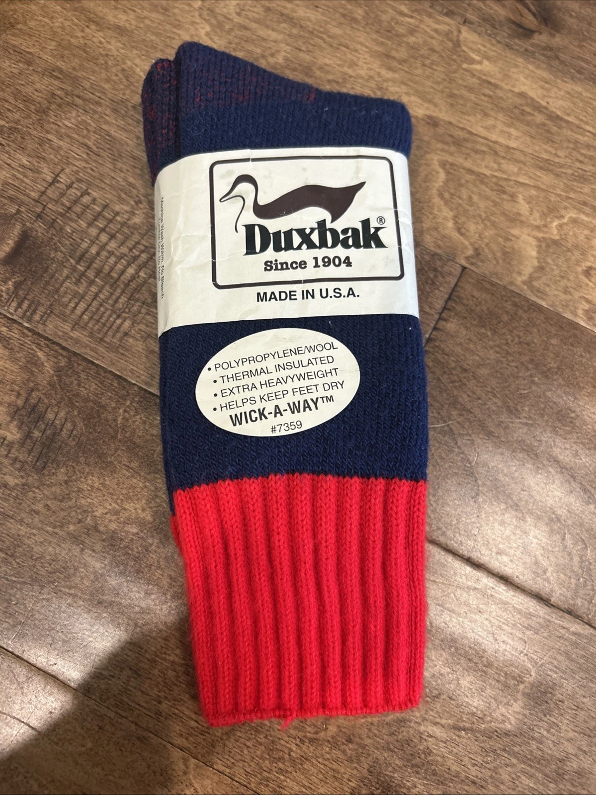 Vtg Duxbak Wool Blend Hunting Socks Large 11-13 Shoe Size 9-12