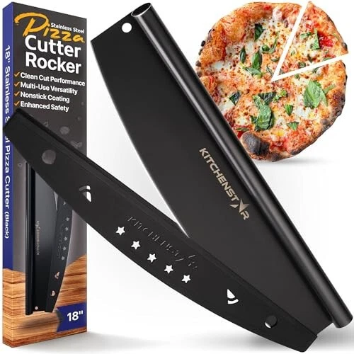 KitchenStar 18-Inch Pizza Cutter Rocker Blade - Sharp Stainless Steel Slicer Kni