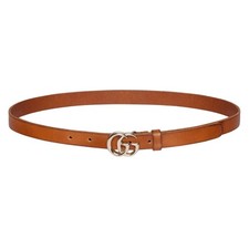Gucci GG Marmont Thin Leather Belt Brown