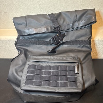 MCM Black Canvas Nylon Medium Roll Top Backpack MMKASMV03BK001 (Missing 1 clip)