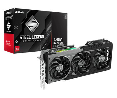 ASRock AMD Radeon RX 9070 XT Steel Legend Dark 16GB GDDR6 Graphics