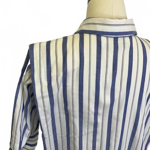 Vintage Schrader Damen Größe 12 Blau Weiß Button Down Maxikleid Kurzarm - Bild 7 von 13