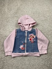 Vintage Strawberry Shortcake Denim Jacket Toddler Size T3 Pink Fleece Hoodie