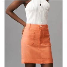 GUC Maeve x Anthropologie Colette Linen Blend Mini Skirt Pockets Sz L FIRM 