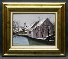 Tableau vue d'Ornans par Louis Batlogg bel art Naïf