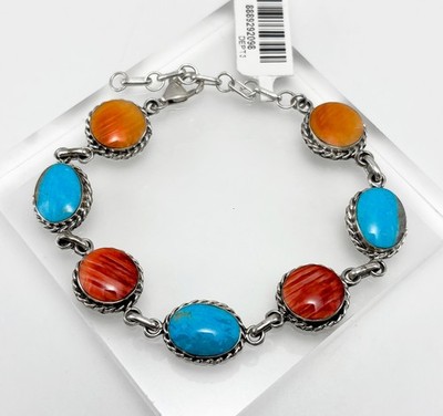 Chaco Canyon Sterlingsilber Multi-Station Türkis & Shell Line Armband-Neu mit Etikett