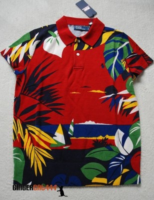 Polo Ralph Lauren & Hoffman Fabric 100% Wool Intarsia Knit Polo Tropical T-Shirt