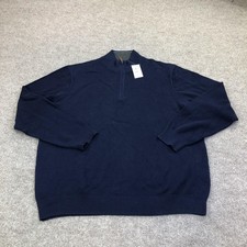 Club Room Sweater Mens 2XL Blue Waffle Knit 1/4 Zip Mock Neck Pullover New Tags