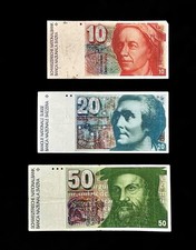 Switzerland Banknote LOT * 1981-1987 Swiss 10 20 50 FRANC Banknotes MIXED LOT