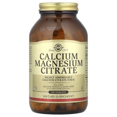 Solgar, Calcium Magnesium Citrate, Calcium-Magnesiumcitrat, 250 Tabletten