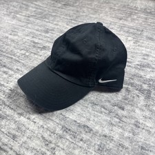 Nike ClubGolf Black Hat Adjustsble Check White Small Swoosh Cap Size M Snapback
