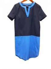 Lands End Short Sleeve Colorblock Dress Size 2 Blue Summer Casual Resort