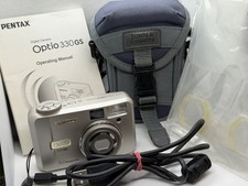 Pentax Digital Camera Optio 330GS 3.2MP Silver Flip Screen Tested Case Manual