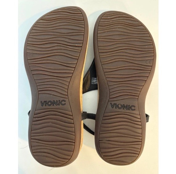 Vionic Adjustable T Strap Black Leather Thong San… - image 5