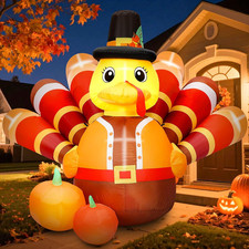 6.5 FT Thanksgiving Inflatable Duck Turkey with LED Lights for Outdoor Decor