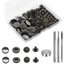 24 Sets Heavy Duty Leather Snap Fasteners Kit, 17mm Metal Snap Buttons Press ...