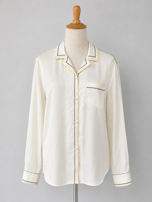 Rag & Bone Anika 100% Silk Top Size Small Button Down Ivory Stitching Blouse