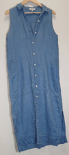 Madewell Womens Medium 100% linen dress long maxi minimalist with pockets blue