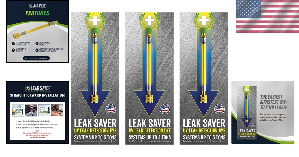 UV Dye Leak Detection - 3 Pack for All Refrigeration Systems, No Sealant - Image 2 of 4