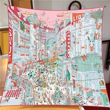 Women's 35x35" City Print Square Silk Feel Scarf Head Wrap Shawl Bandana Hijab