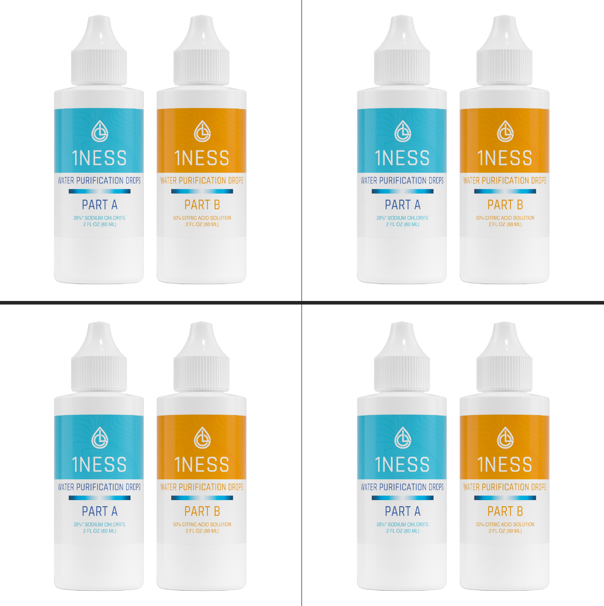 1ness Water Treatment Drops - BPA-Free Plastic Bottles - 2oz