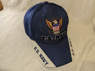 U.S. Navy Hat JWM Embroidered Baseball Cap Bold Eagle USA Blue Adjustable Strap