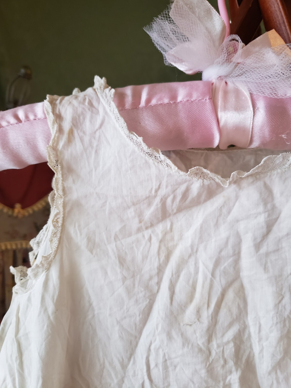 Antique Victorian Civil War Baby Dress Gown Doll Pina… Gem