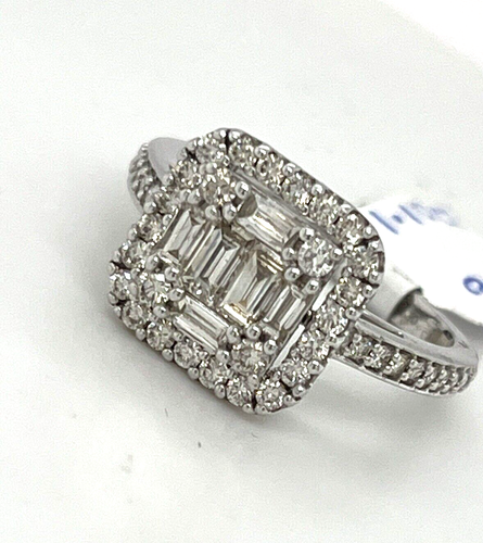 1.10ct Natural Diamond & 9ct White Gold Halo Cluster Ring size M RRP £2195 3.4g - Picture 13 of 20