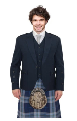 Kilt di lana pesante 8 iarde 16 oz in tartan BLU CARDO di Glenisla Kiltmakers