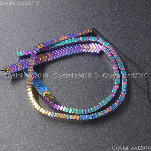 Natural Hematite Gemstone V Shape Arrowheaded Spacer Beads Metallic Matte 16" - Picture 9 of 30