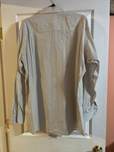 Oscar Corsini Long Sleeve Button Down White Striped Shirt Size 16.5 34/35 - Picture 4 of 4