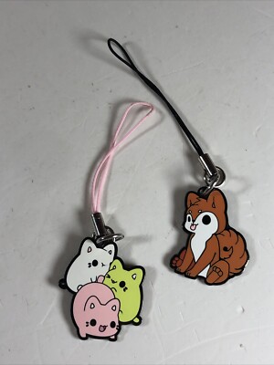Lot of 2 Enamel Charms Tasty Peach Studios Meowchis & Inukii Shiba Inu