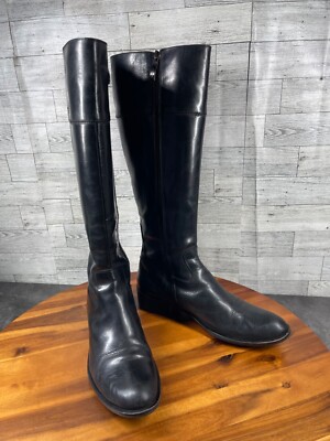 Mally Tall Knee High Riding Boots Women 7.5M Equestrian Shoes Black Leather