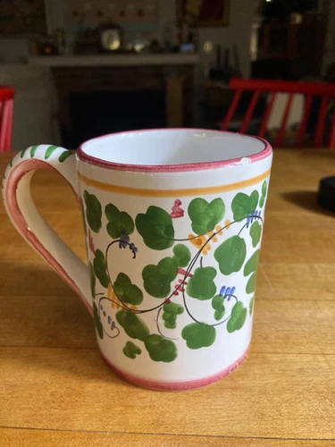 Deruta Italy Mug Coffee Cup, Green Ivy, Floral