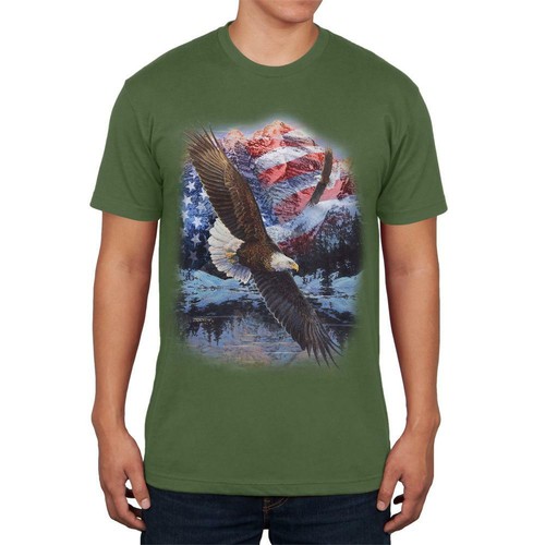 4th of July American Flag Bald Eagle Mens T Shirt - 第 1/3 張圖片