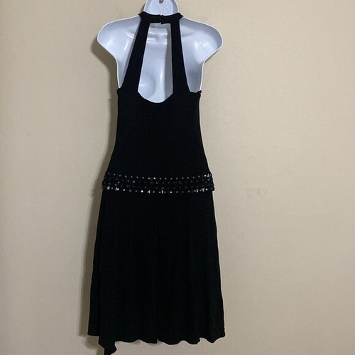 Anne Klein Vintage schwarz Neckholder Kleid Damen 6 Drop Waist Goth Grunge Y2K Event - Bild 14 von 22