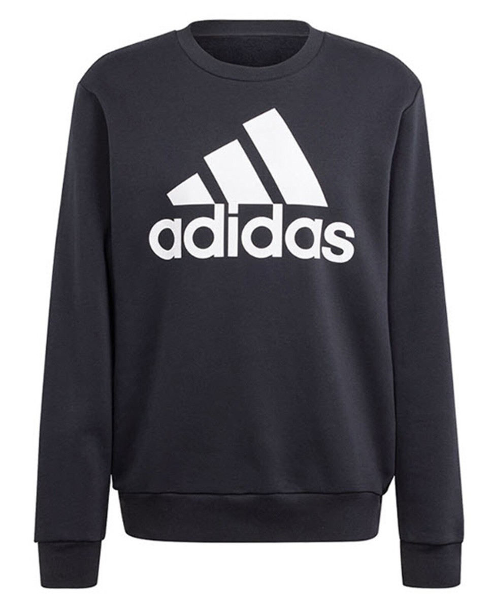 Adidas Men Big LOGO Fleece Shirts Running Black Tee Jersey Sweat