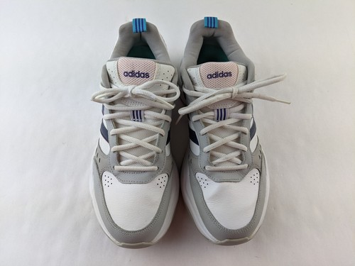 Adidas Strutter Women US 9 White Gray Blue Stripe Sneakers Lace Up Athletic - Picture 7 of 14