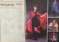 UC Simplicity S9008 Pattern Hood Short Long Cape Cloak Cosplay Halloween Costume