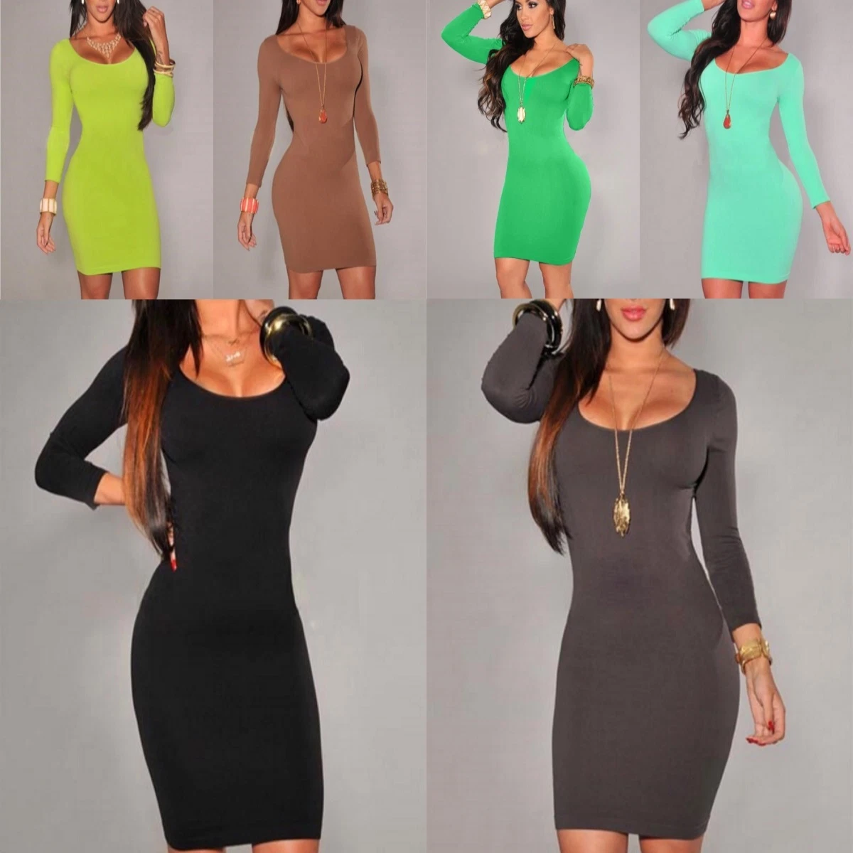 3 Size Long Sleeve Body hugging Bodycon Casual Winter Fashion Mini Dress  BD207