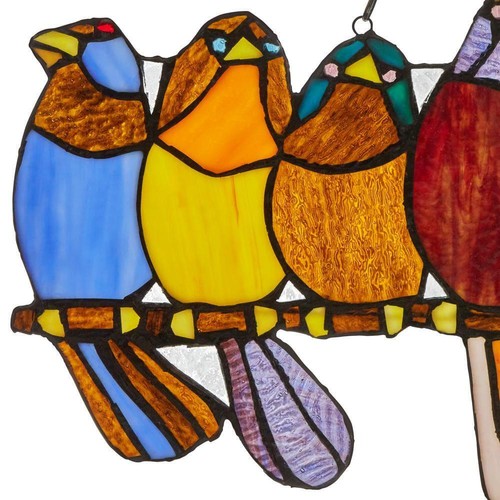 River of Goods Birds on a Wire Window Panel 24.25" x 9.5" Multi Stained Glass - Picture 4 of 12
